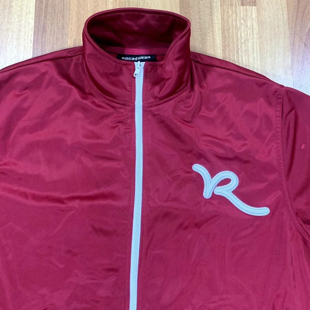 Rocawear Jacket Mens Medium Burgundy Track Full Zip Classic Embroidered Logo VTG